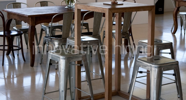Features: Provincial Bar Tables with Tolix Stools