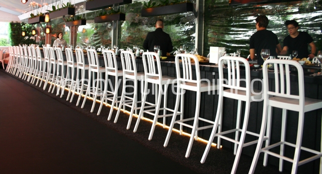 Features: Navy Bar Stools