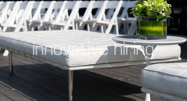 Features: Barcelona Ottoman with Padded Folding Chairs
